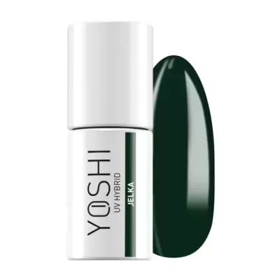 Esmalte UV Hybrid YOSHI JELKA branco com amostra verde escura
