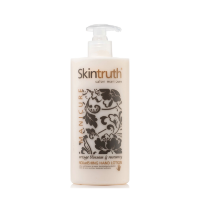 Loção para as mãos Skintruth com tampa de bomba e padrão floral