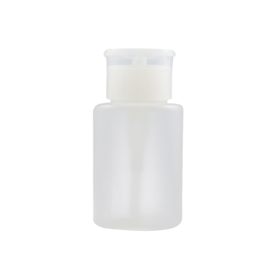 Frasco pequeno de plástico translúcido com tampa branca