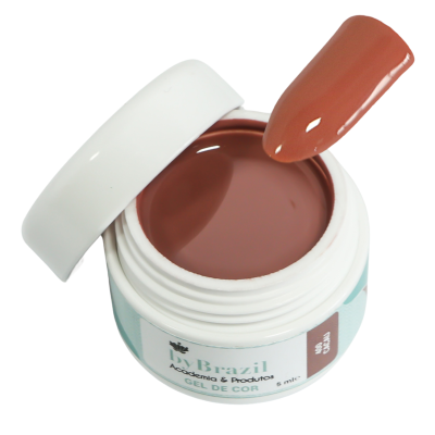 Gel de cor castanho quente para unhas em frasco branco com tampa branca