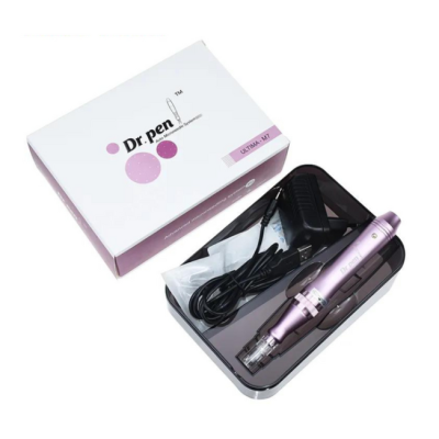 Dispositivo microneedling Dr. pen ULTIMA M7 rosa com carregador e caixa branca