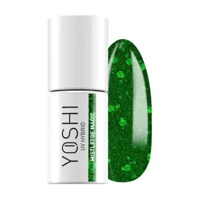 Verniz para unhas YOSHI UV HYBRID MISTLETOE MAGIC verde glitter
