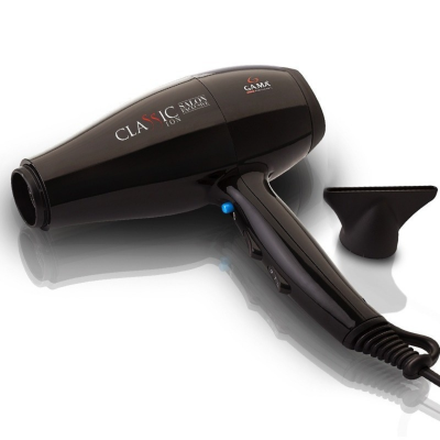 Secador de cabelo preto GA.MA Classic 1050 com bocal concentrador