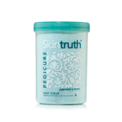 Esfoliante para pés Skintruth em embalagem plástica azul-turquesa