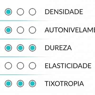 Tabela de avaliação com círculos azuis indicando níveis em várias categorias