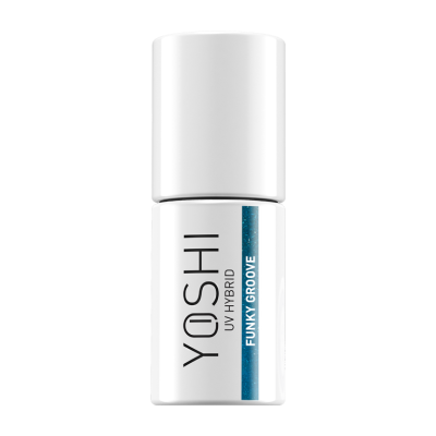 Frasco branco de verniz de unhas YOSHI UV Hybrid FUNKY GROOVE