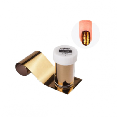 Rolo de folha metálica dourada e tubo branco para arte em unhas