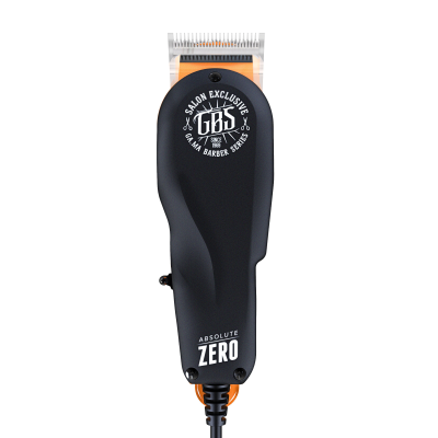 Aparelho de cortar cabelo elétrico preto com texto branco