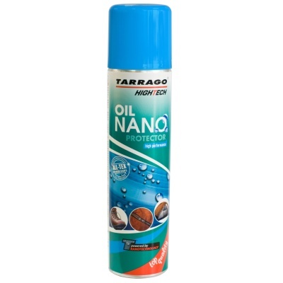 Frasco com tampa azul, rótulo verde TARRAGO HIGH TECH OIL NANO PROTECTOR.