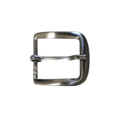 Fivela quadrada metálica prateada com barra e pino