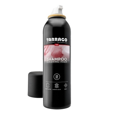 Frasco preto de shampoo em espuma Tarrago com tampa preta e válvula branca