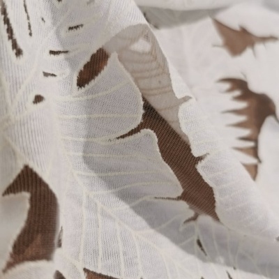 Tejido tul bordado FOLHEADO BLANCO