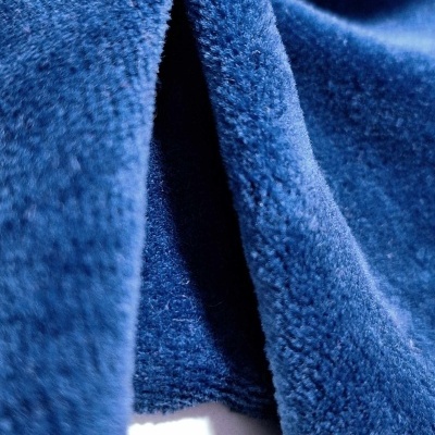 Maille peluche (type velours) CRISTAL BLEU