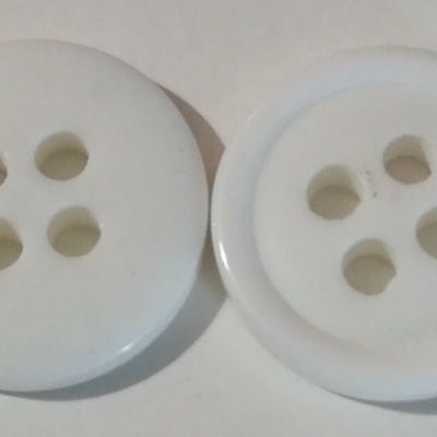 Bouton blanc brillant - 11 mm, lot de 12