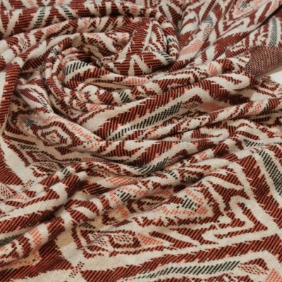 Malha Jacquard Interlock BEGE / BORDEAUX LOSANGOS