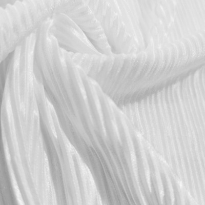WHITE Pleated Crepe Fabric