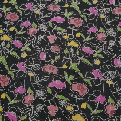 Jersey de algodón FLORAL BLACK