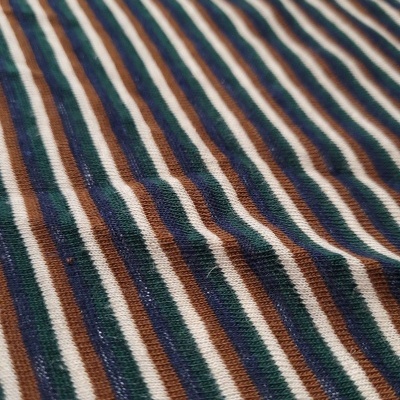 Jersey interlock RAYURES VERT/BLEU/MARRON