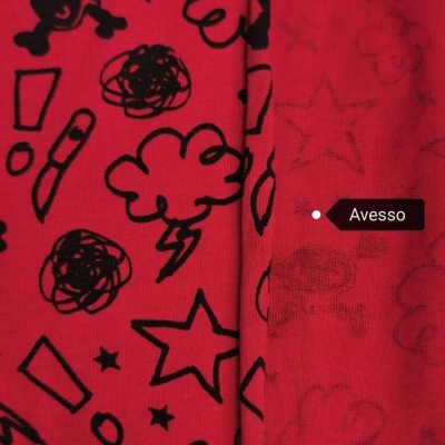 Malha Jersey algodão RED SKULL