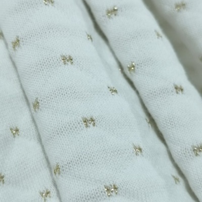 Maille interlock jacquard double face BLANC/LUREX