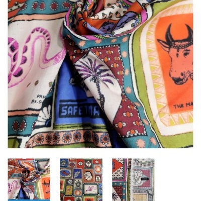 Tecido Algodão Padrão MUSEUM INDIA