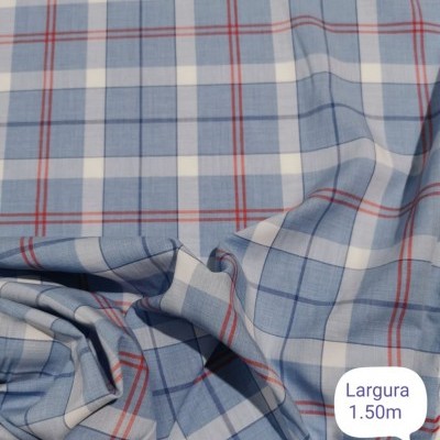 Tecido algodão camiseiro AXADREZADO AZUL BÉBÉ