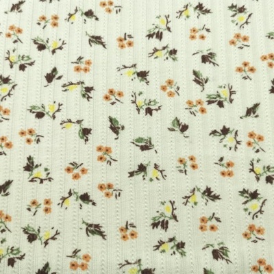 Malha canelada / rib FLORZINHA BEGE