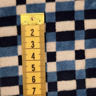 Tejido de felpa (tipo terciopelo) Jacquard MOSAICO AZUL