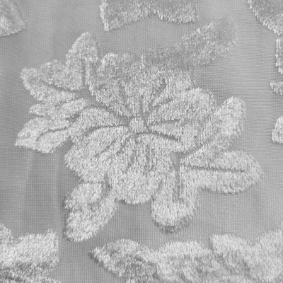 Terciopelo Jacquard Flores relieve BLANCO