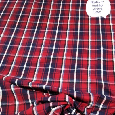Tecido Flanela Tartan Bordeux / Marinho