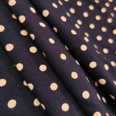 Malha Jersey c / elastano MARINHO PINTAS BEGE