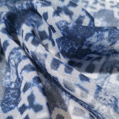 Tissu mousseline CROISÉ BLEU