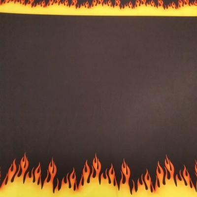 Malha Jersey Licra  blocos PRETA  FLAMES