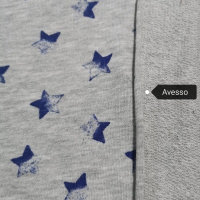 Felpa Americana algodão CINZENTO C/ ESTRELAS AZUL