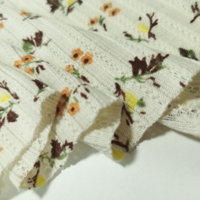 Malha canelada / rib FLORZINHA BEGE