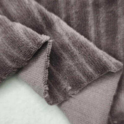 Maille peluche (type velours) Jacquard GRIS