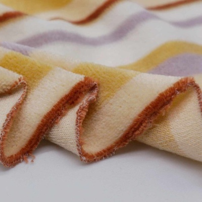 Maille peluche (type velours) Jacquard STRIPES