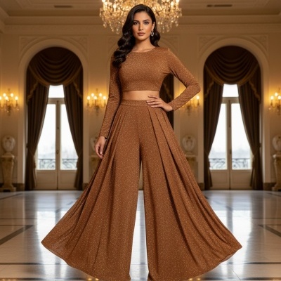 Malha Jersey Interlock c/ Lurex CAMEL