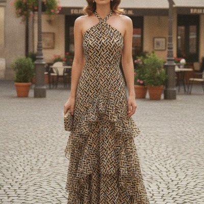 Tecido Chiffon c/Lurex NOIR OCRE