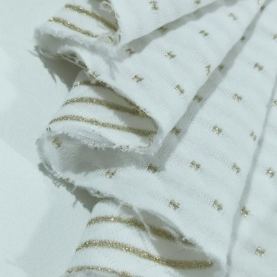 Maille interlock jacquard double face BLANC/LUREX