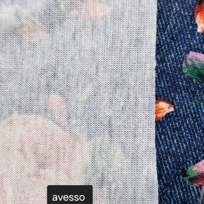 Malha Jersey Interlock Algodão DENIM ROSE