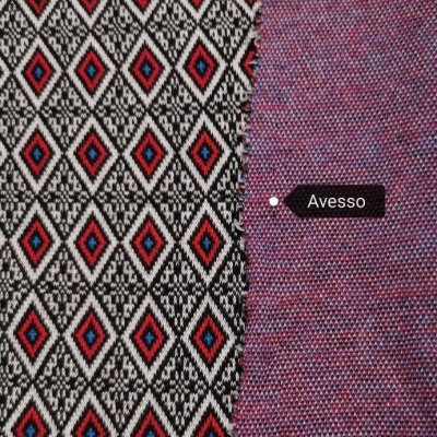 Malha jacquard Interlock PRETO / BORDEAUX LOSANGOS