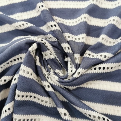 Jersey Jacquard Dentelle BLEU BLANC