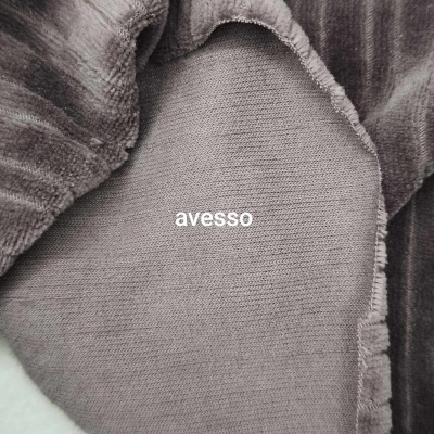 Maille peluche (type velours) Jacquard GRIS