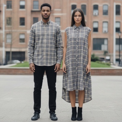 Tecido Algodão camiseiro TARTAN AXADREZADO BEGE