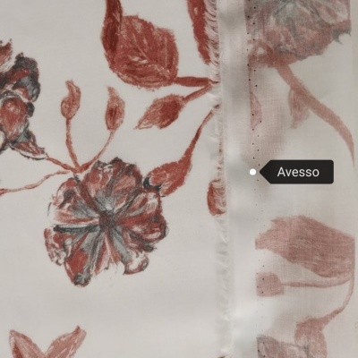 BROWN FLOWER Voile Fabric