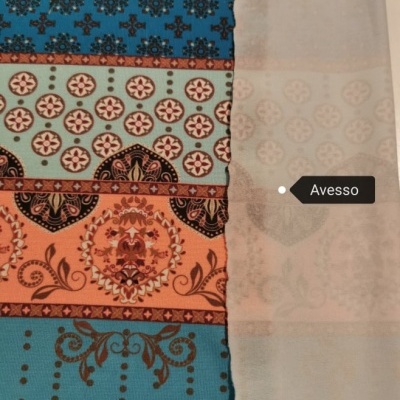 Malla Jersey Panel con elastano FLORAL TURQUESA