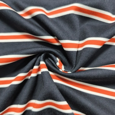 Malha Jersey Interlock algodão DARK BLUE STRIPES