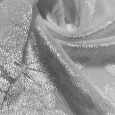 Terciopelo Jacquard Flores relieve BLANCO