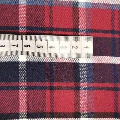 Tissu Flanelle Tartan Bordeaux / Marine